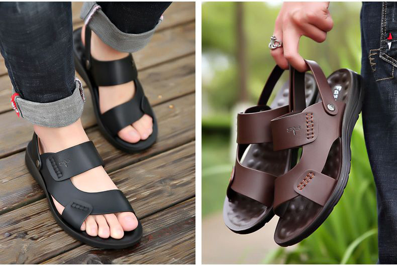 【真皮软皮】蜻蜓牌男士凉鞋皮凉鞋沙滩鞋男夏牛皮凉鞋休闲拖鞋男详情3