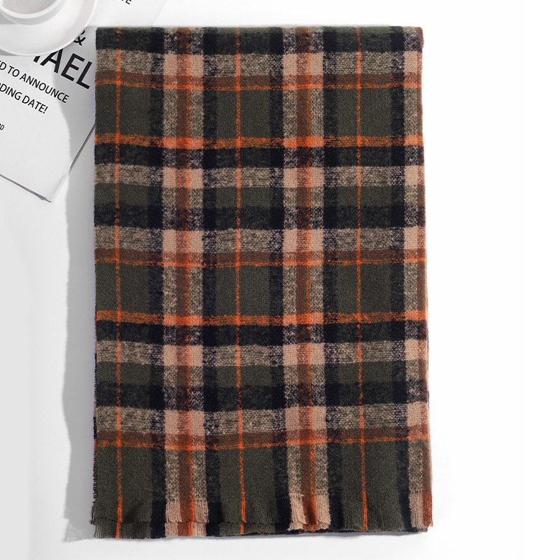 Winter couple student checkered scarf for girls 2023 Christmas gift, thickened and warm fringed faux cashmere scarf shawl pic 22