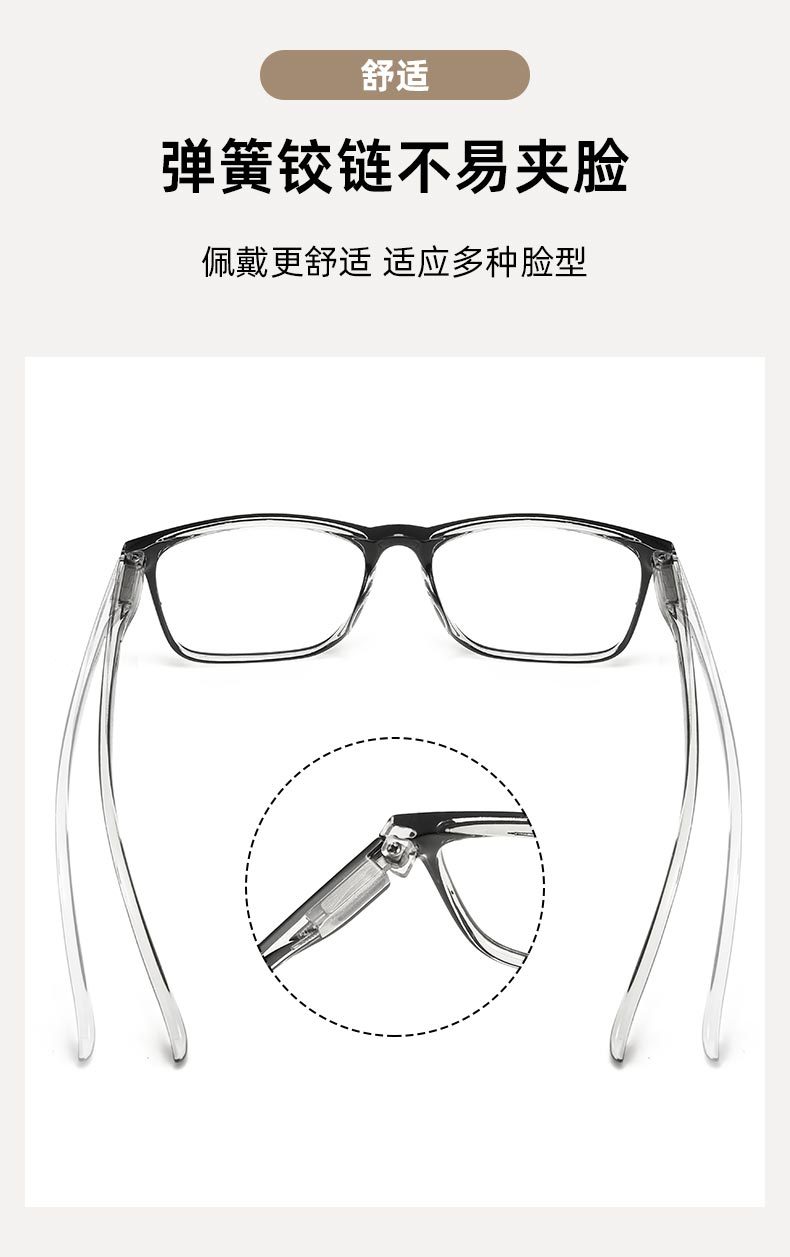 新款大框时尚年轻舒适女士老花镜高清男款老人镜跨境老视眼镜批发详情4