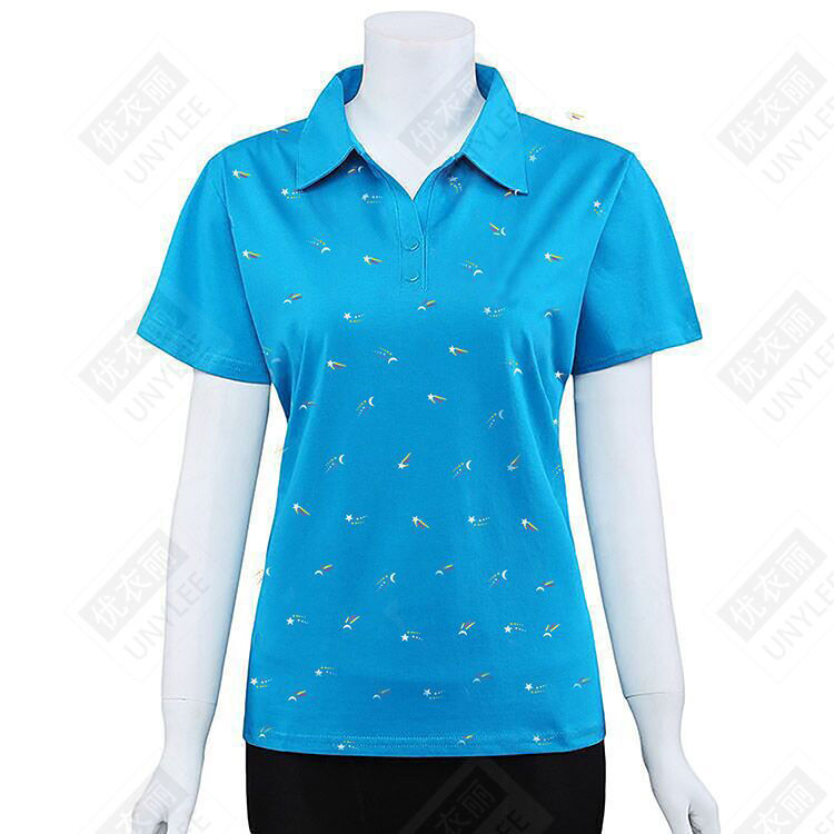 夏装新款妈妈翻领短袖棉T恤衫中老年女装大码T恤衫中年女士上衣详情6