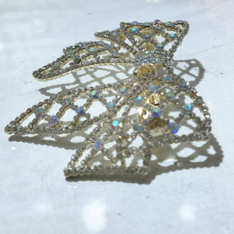 New fashionable and versatile hair clips come in various specifications. White diamond bow, 6 cm, versatile hair clips pic 5