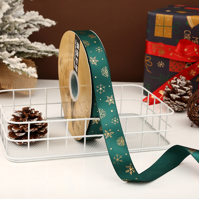 Dingxin Christmas Ribbon Wholesale: 2.5CM Christmas gifts, gold-embossed printed packaging ribbons, Christmas tree ribbons pic 65