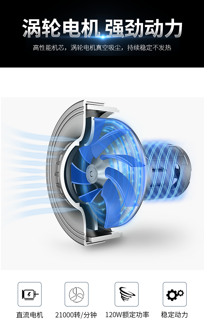 carsun车载12V大功率吸尘器便携式车用点烟头USB无线款汽车吸尘器详情8