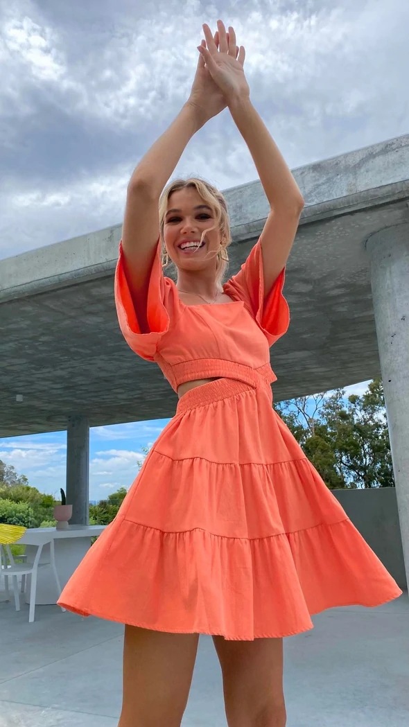 2022 European and American Cross-border Spring/Summer New solid-color rubber-waisted fresh and sweet short dress 22053 pic 19
