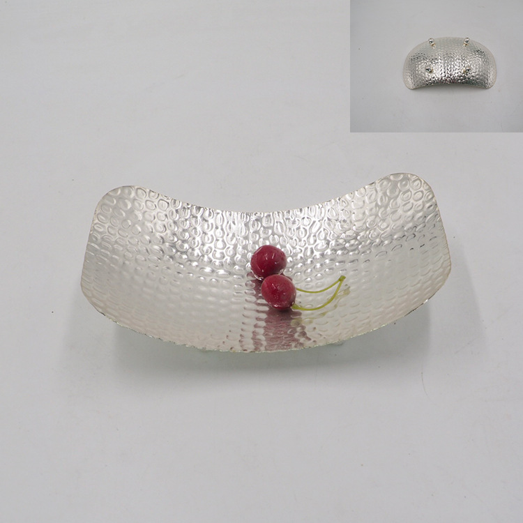 Export oval small boat-shaped iron plates, cake plates, snack plates, afternoon sweetheart plates, restaurant tableware, metal handicrafts pic 2