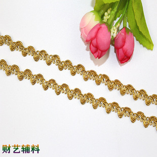 厂家批发财艺金银丝花边 服装辅料舞台桌布金色花边 窗帘亮片花边详情28