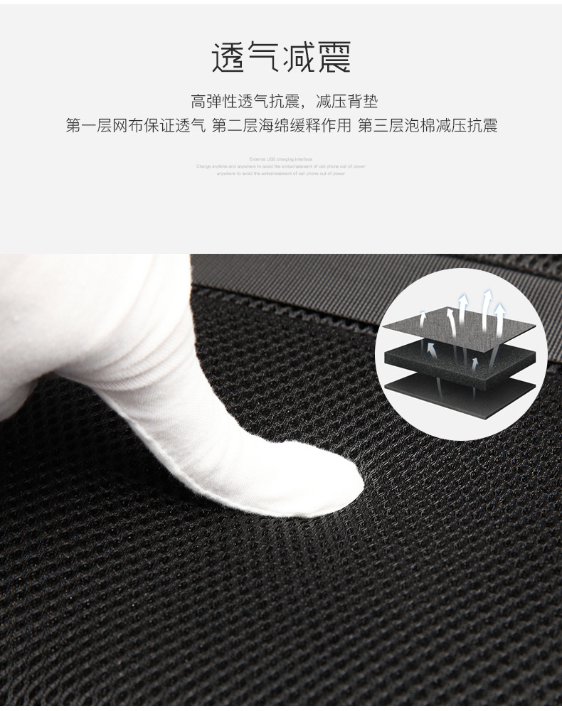 飙王个性时尚防盗背包批发外置充电口防撕裂学生双肩包定制logo详情3