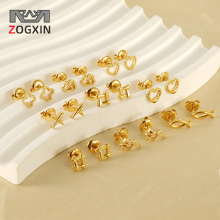 European and American ins style mini titanium steel ear studs, elegant and high-end heart-shaped earrings, 18K stainless steel irregular earrings for women pic 6