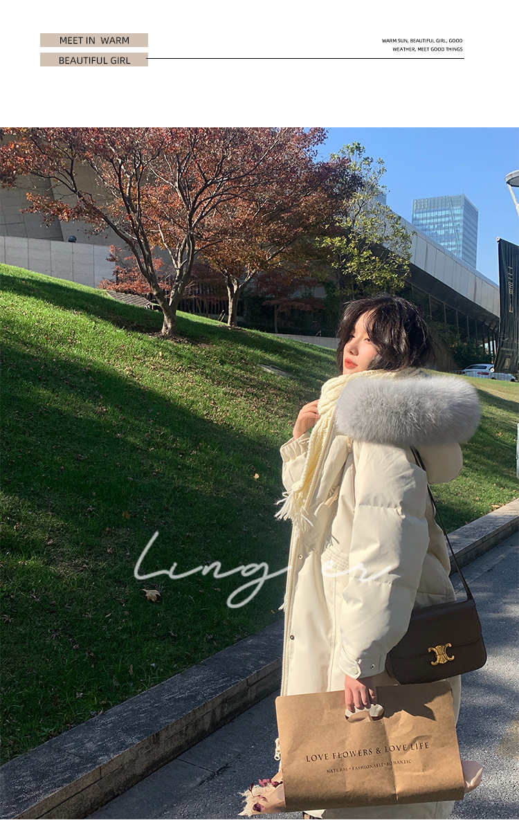 Wholesale of high-end mid-length down jackets for women that reach the knees in 2022, featuring a fashionable design sense and a niche thickened coat pic 54