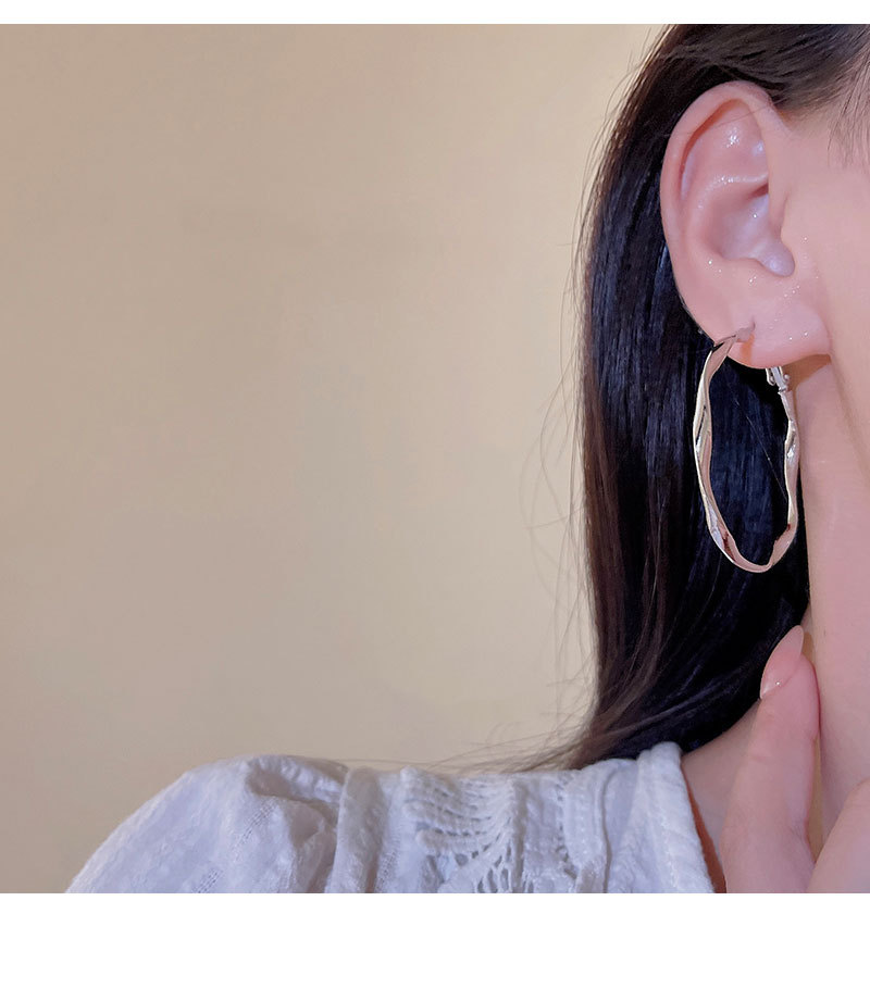 925银针圆脸显瘦大圆圈耳环女高级感轻奢气质不规则耳圈耳饰批发详情11
