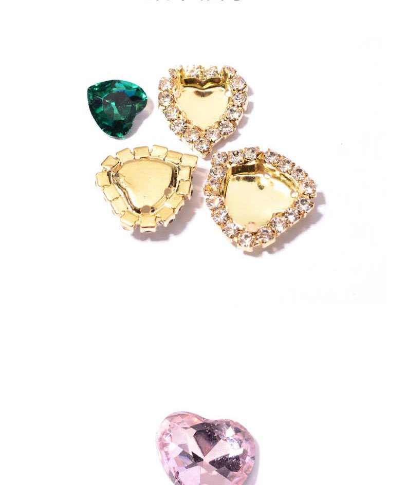 Diamond ring, heart-shaped heart, four-prong diamond, crystal clasp, glass diamond, prong chain, edge, hand-sewn clothing pendant, small accessory pic 15