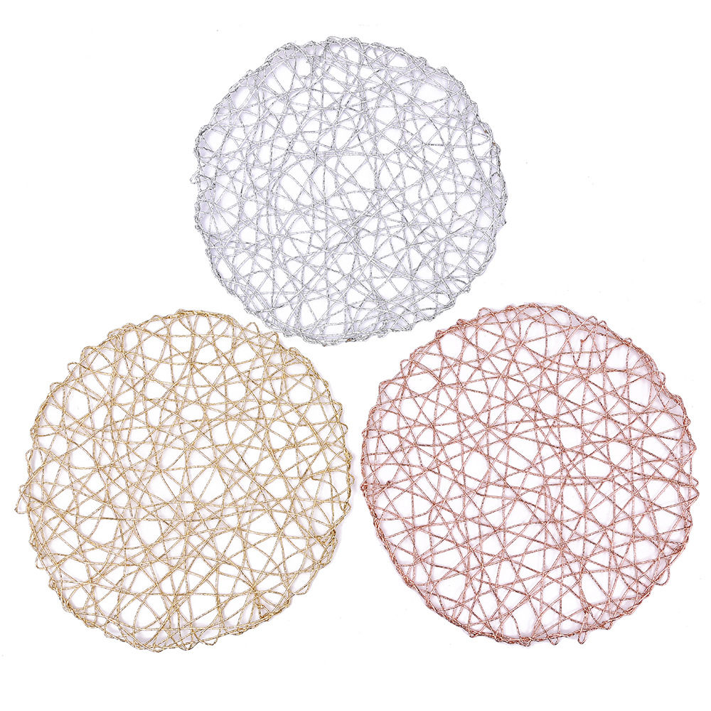 Wholesale of Nordic minimalist placemats, heat-insulating table MATS, wire woven household Western food bowl and plate MATS, round plates and teacup MATS pic 10
