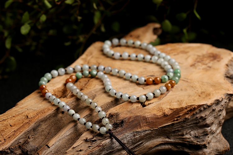 Natural multi-color jadeite A-grade round beads 5.5mm woven necklace rope, multi-color round bead pendant hanging rope, jadeite bead chain pic 10