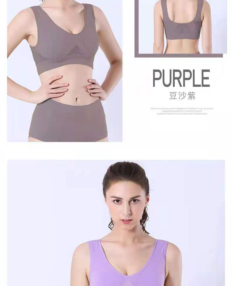 Sujetador deportivo rejilla calado respiratorio sujetador deportivo cross border tallas más grandes yoga running fitness ropa interior deportiva pic 22