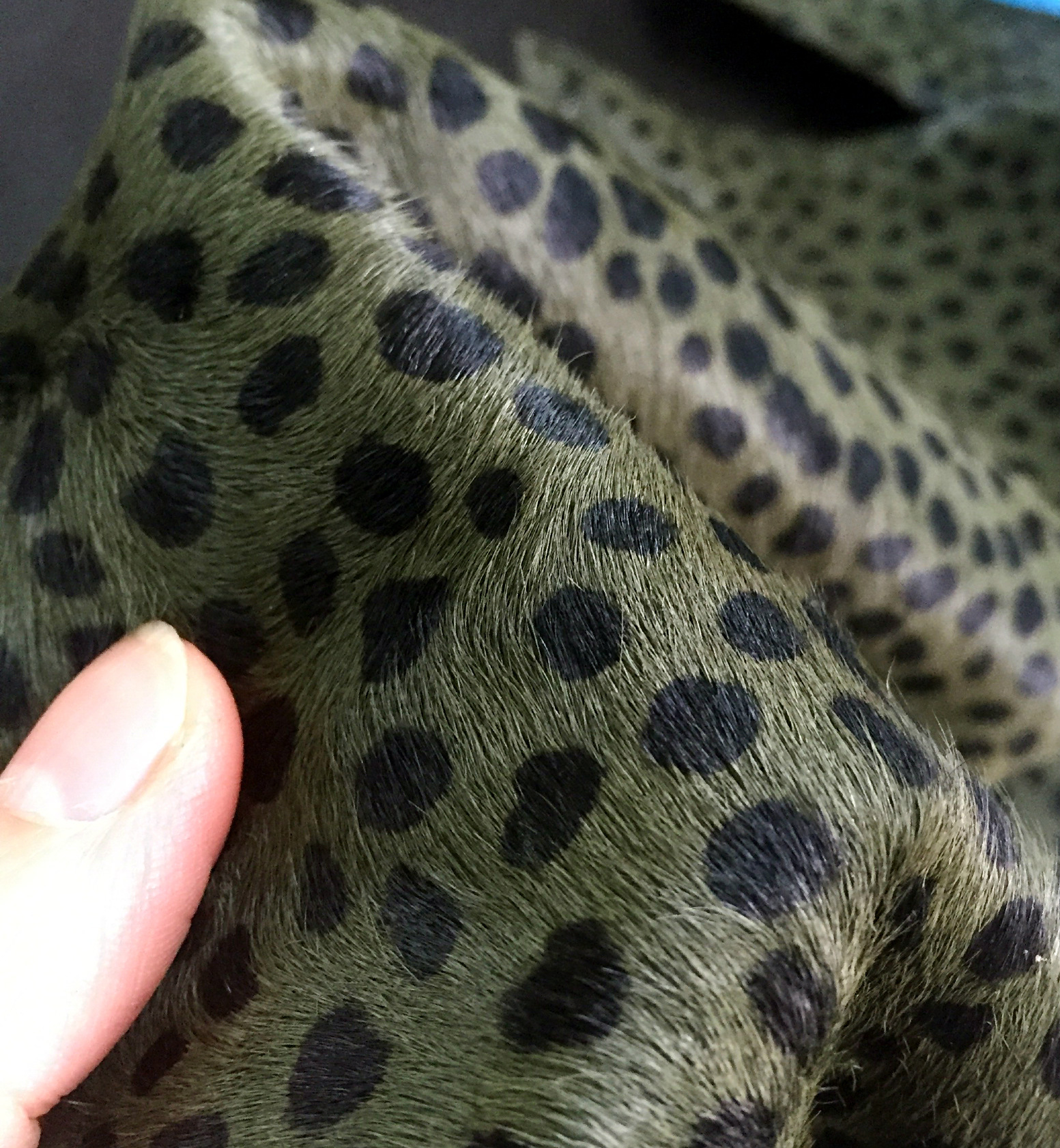 Yiwu genuine leather horsehair classic military green little leopard dot horsehair printed horsehair accessories Colorful horsehair pic 9