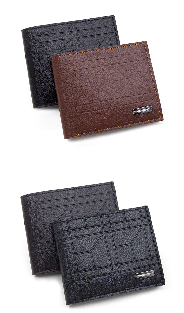 荔枝纹男士钱包男短款钱夹青年时尚格纹横款大容量多卡位钱包详情14
