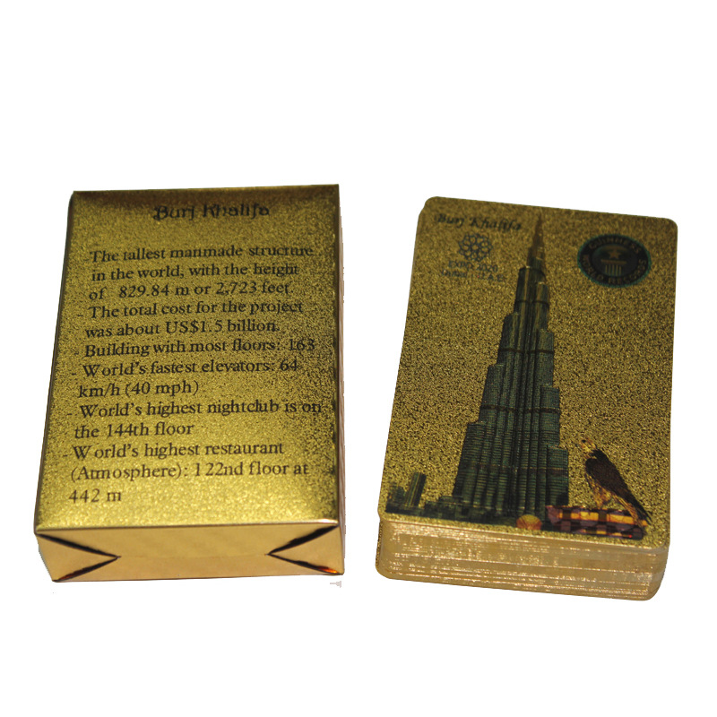 金箔扑克牌 土豪金镀金磨砂金彩色风景款扑克详情4