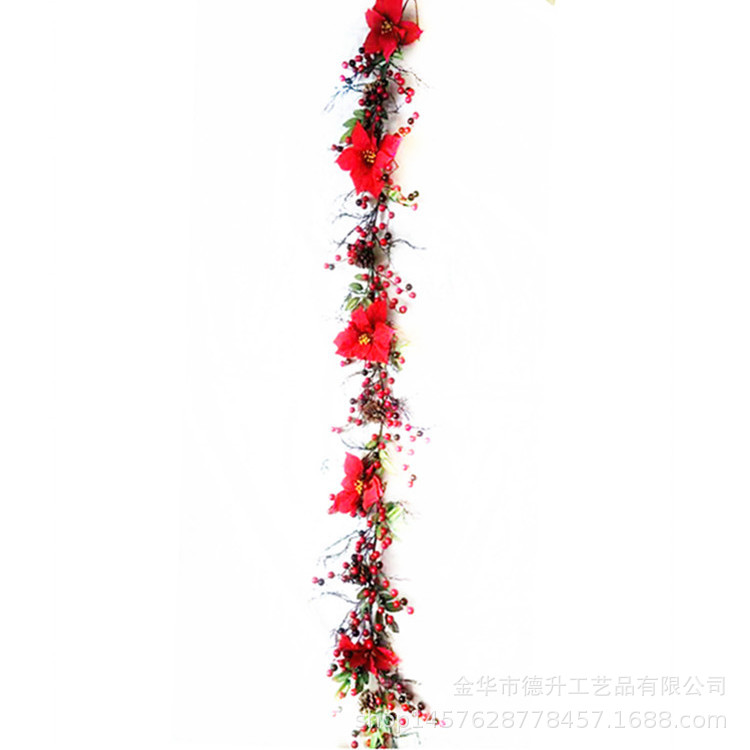 Desheng Factory supplies hotel and shopping mall scene decoration, Christmas hanging ornaments, decorative items, red fruits, Christmas flowers and rattan DIY pic 11