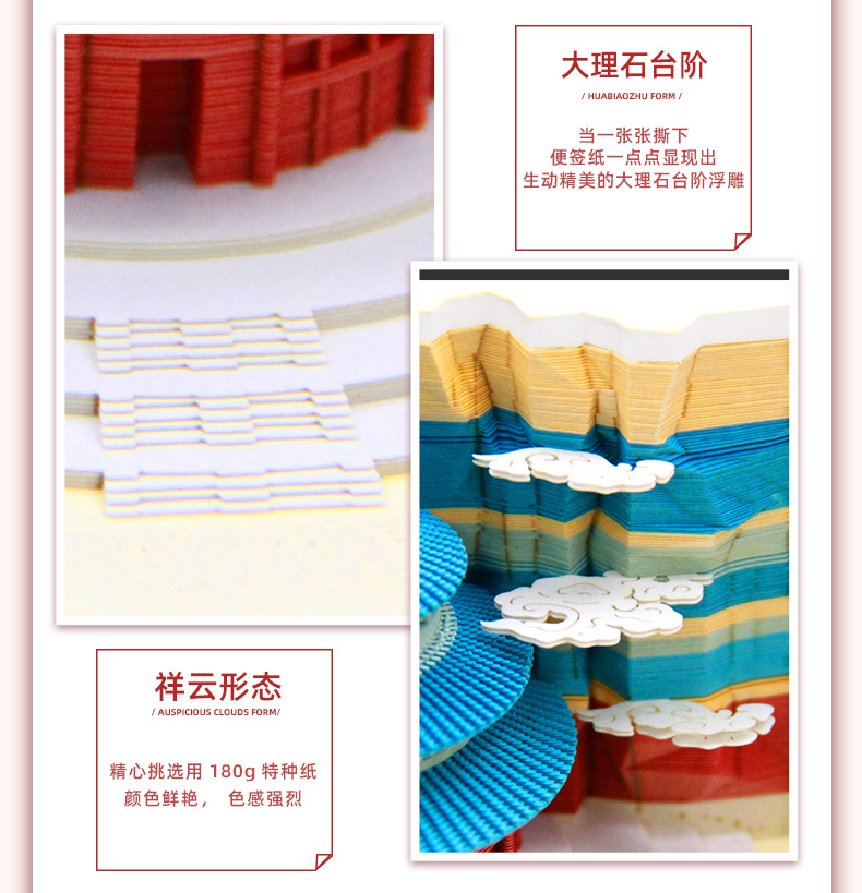创意礼品故宫复古建筑生日文创礼品哈利波特3D立体手撕纸雕便签纸详情12