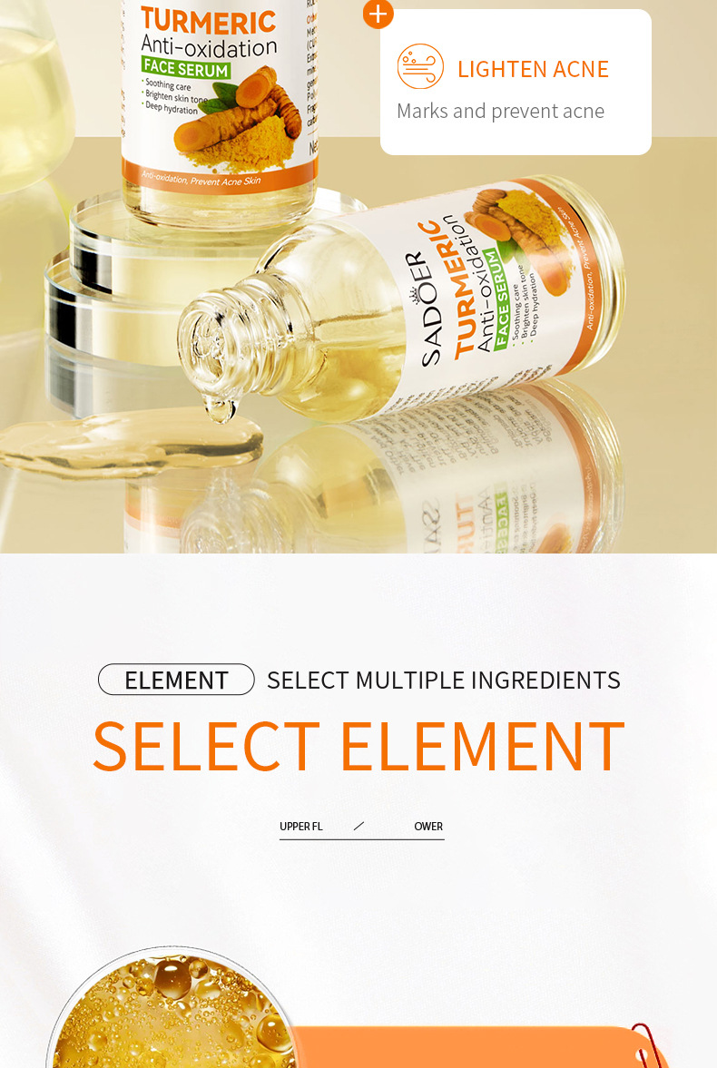 Full English Turmeric Essence SADOER Antioxidant Moisturizing Essence 30ml Cross-border export factory wholesale pic 4