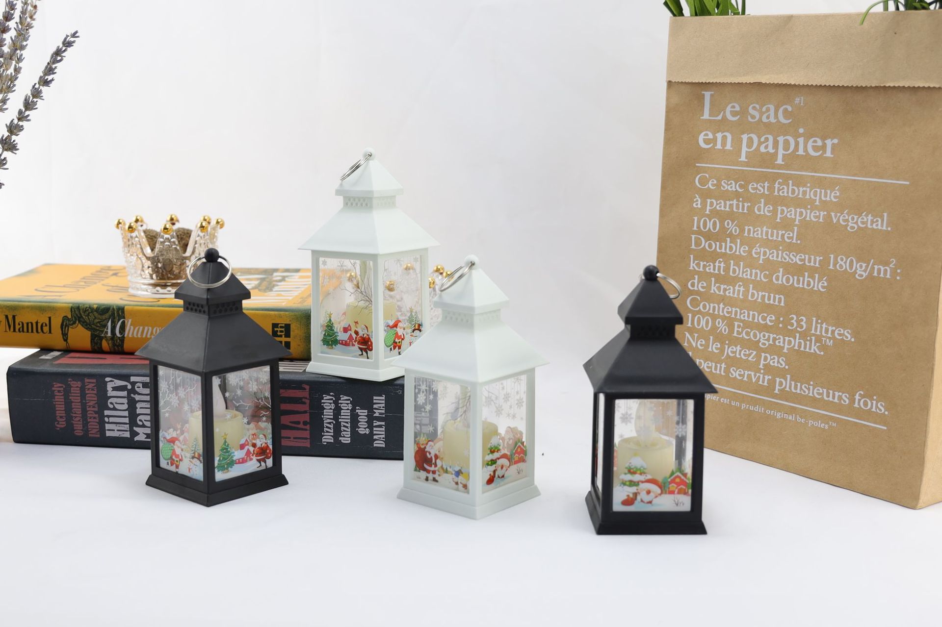 Cross-border wholesale flame square wind lamps, Christmas decoration simulation led small table lamps, window display scene hanging ornaments and decorative items pic 9