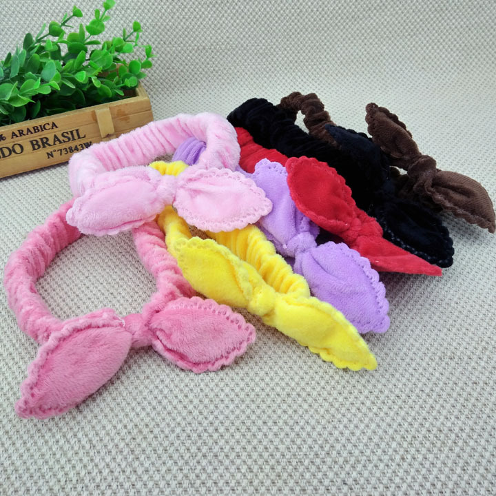 A3626 solid-color rabbit ear velvet hair tie, hair band, hair accessory and headwear are available for wholesale at 2-yuan store in Yiwu pic 7
