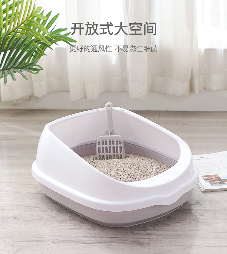 厂家直供大号加高防外溅猫砂盆 耐摔半封闭猫砂盆送猫砂铲 猫厕所详情5