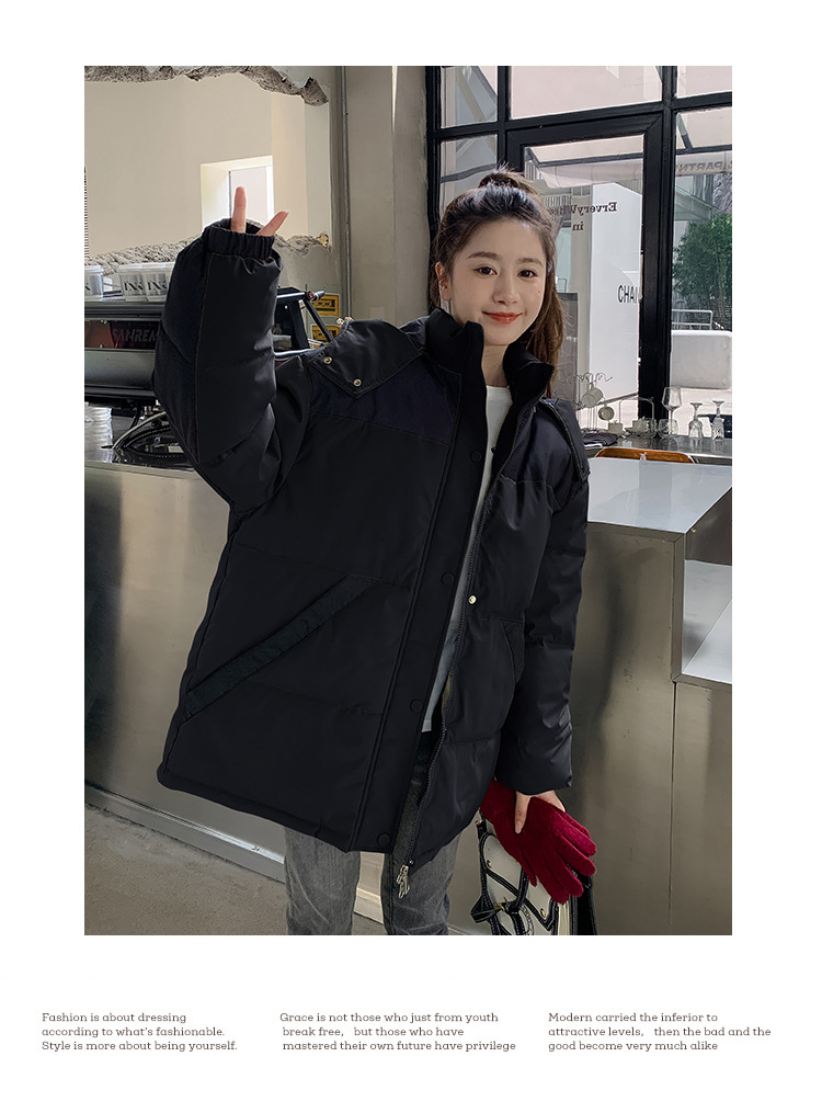 2022 new loose down cotton-padded women's short hooded warm couple Parker workwear windproof cotton-padded women's clothing pic 33