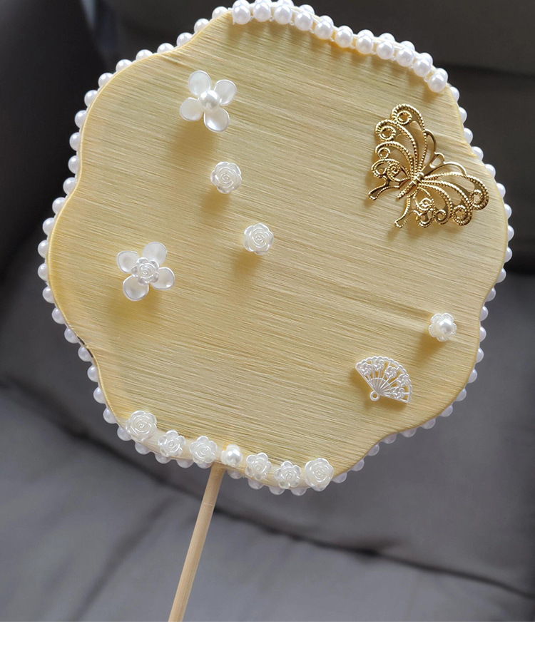 蚕丝扇diy材料包手工框架扇骨异形团扇圆长柄蚕茧幼儿园扇子装饰详情10