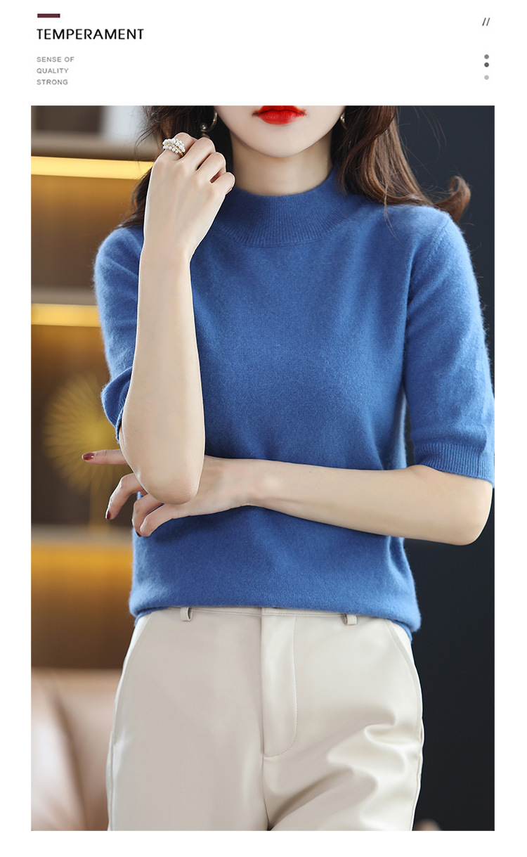 2024新款春秋半高领五分袖羊毛打底衫女中袖修身毛衣女西装伴侣内详情30