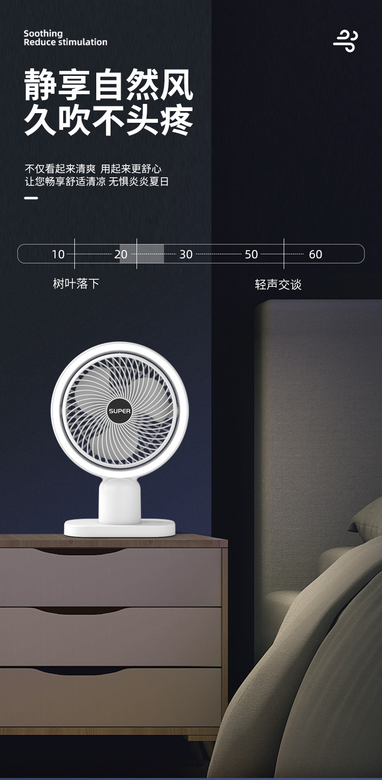 新款桌面小风扇迷你便携充电大风力usb家用台式风扇礼品一件代发详情12