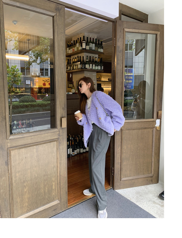 冬季新年羊羔毛皮草短款女网红羊剪绒布加迪全羊毛年轻短外套详情32