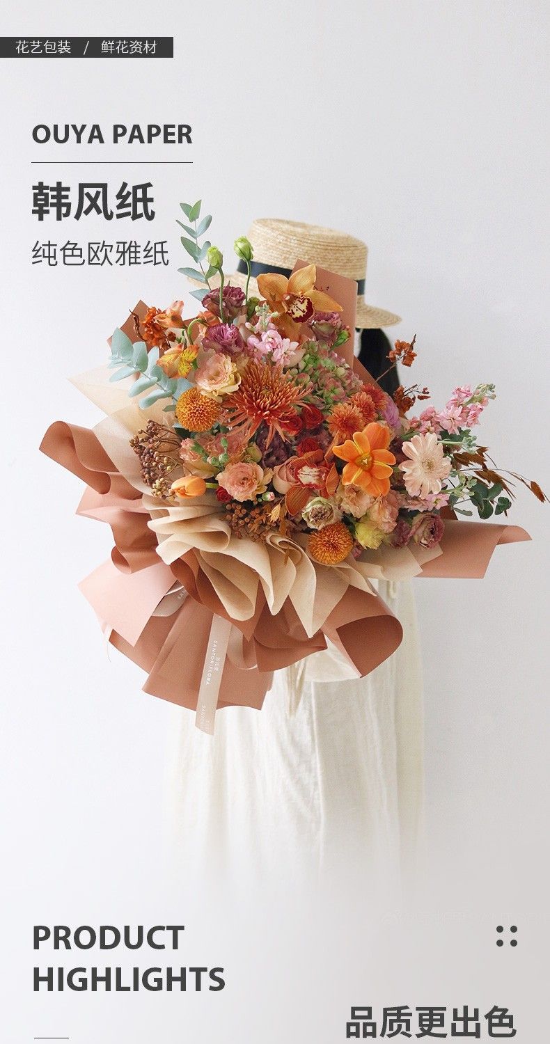 韩风纯色初恋欧雅纸马卡龙防水鲜花包装纸花束包花纸礼物包装材料详情1