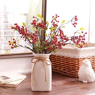 生产批发灰色陶瓷花瓶三件套带麻绳蝴蝶结文艺小清新花器摆件小号详情5