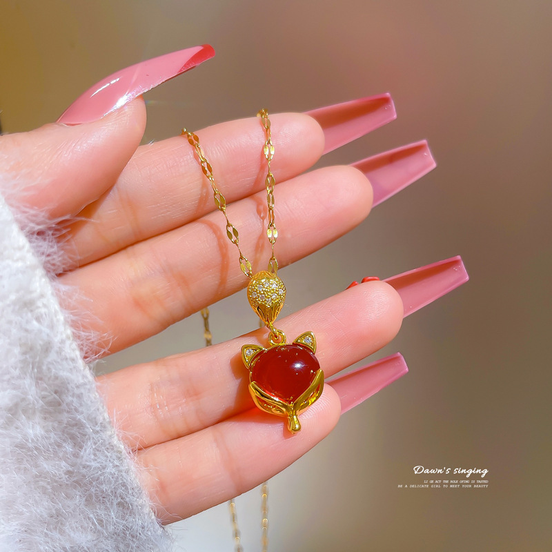 【钛钢】网红爆款小狐狸项链狐狸吊坠抖音快手同款女锁骨链详情2