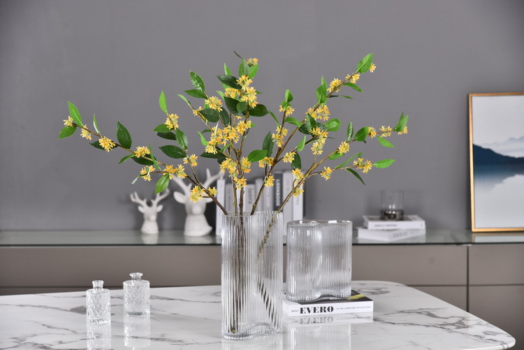 Wholesale artificial yellow osmanthus and laurel, green landscape garden artificial trees, decorative golden osmanthus leaves, home, hotel and homestay artificial flowers pic 37
