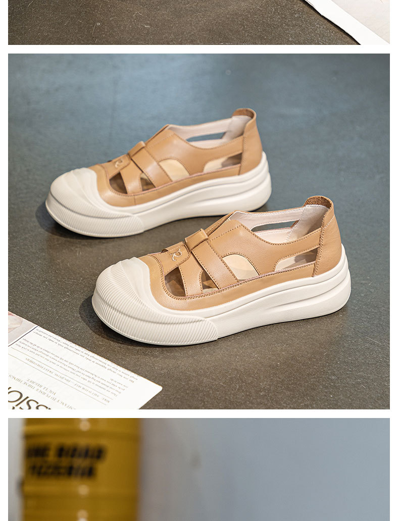 2024年夏季新款厚底凉鞋头层牛皮女士休闲运动风舒适百搭套鞋详情19