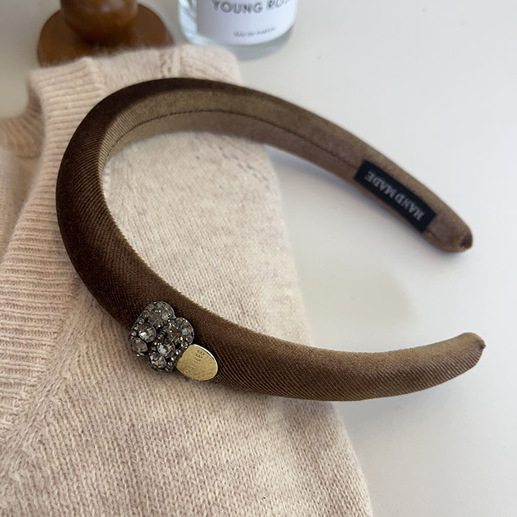 French velvet retro sponge narrow version hair band headband, Korean style, versatile and popular headband, high-end water diamond hair clip pic 15