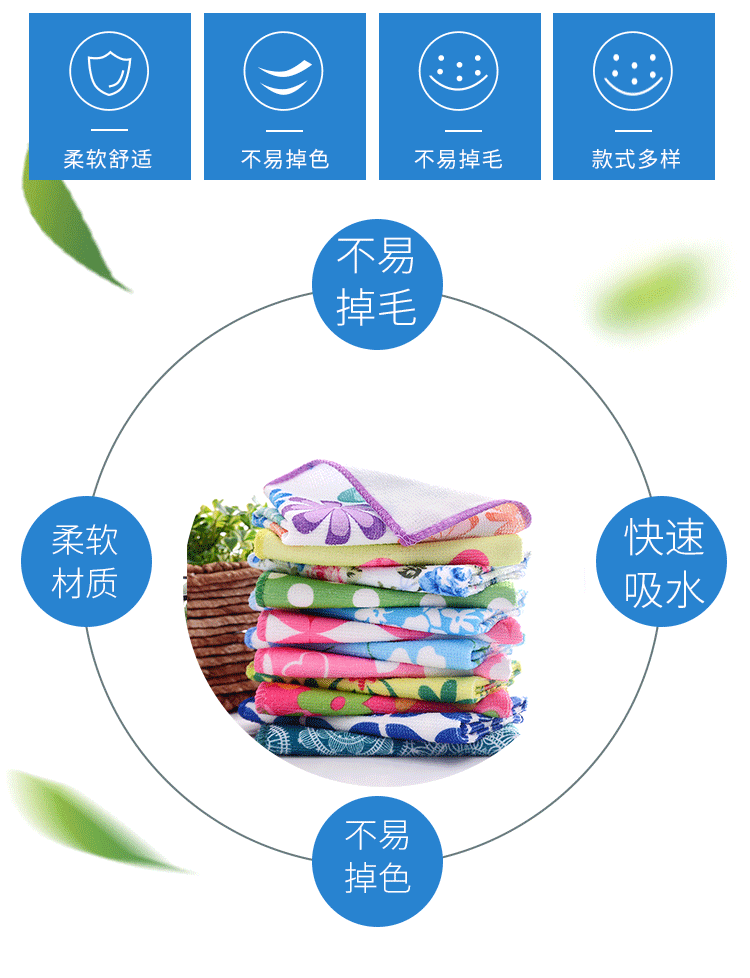 Wholesale of custom-made warp knitted fiber printed square towels 30*30 multi-functional absorbent cleaning thickened cloths pic 2