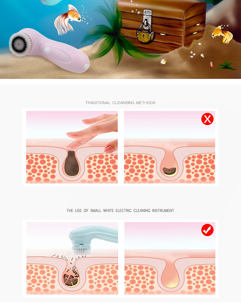 Home facial ultrasonic pore cleaning, facial electric facial cleanser, facial cleansing wonder, home facial cleansing brush, beauty device, exclusively for export pic 9