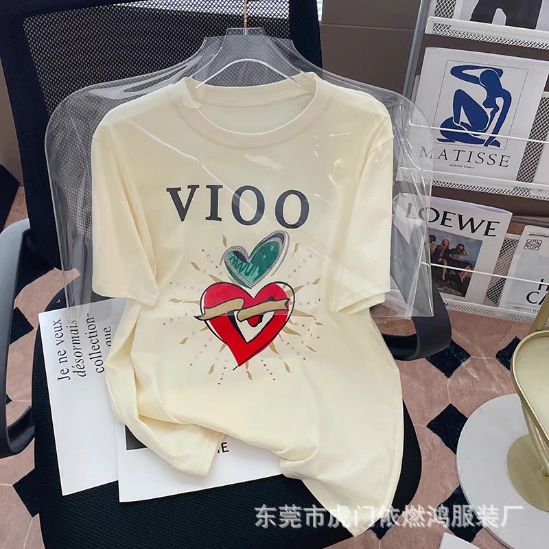 国潮短袖t恤女新款韩版宽松百搭半袖洋气上衣女士夏季短袖外贸货源详情8