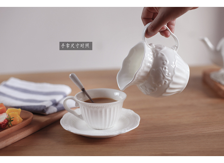 Baroque court European-style relief ceramic coffee milk cans, latte art jars, afternoon tea milk cans, large-capacity milk POTS and milk cups pic 5