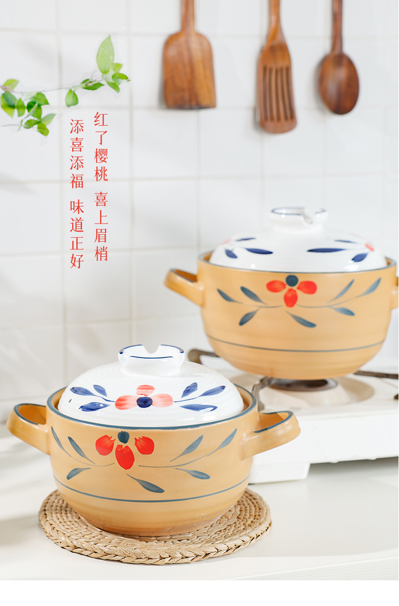 Retro clay pot stew pot for making soup, household open flame high-temperature resistant gas stove, special ceramic Japanese-style clay pot and tile pot pic 14