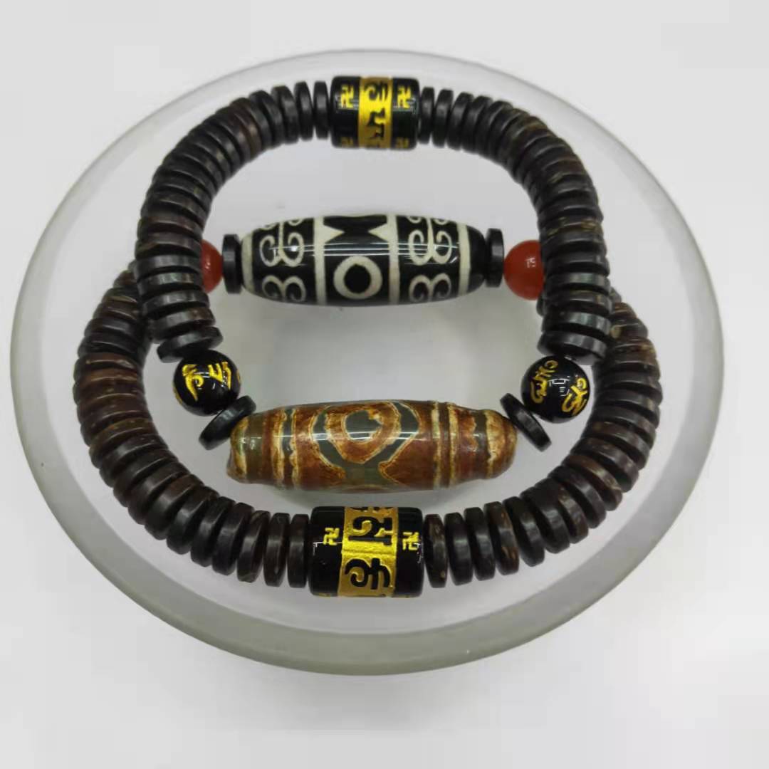 Guangshun Jewelry Coconut Shell Sky Pearl Agate Bracelet Wholesale Tibetan-style Nine-eye Sky Pearl Fortune Bracelet Factory Direct Sales pic 13