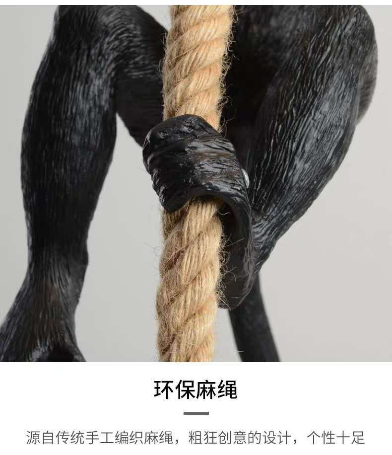 Cross-border monkey lamp, hemp rope lamp, clothing store lamp, retro industrial style animal resin hemp rope lamp, Nordic chandelier pic 19