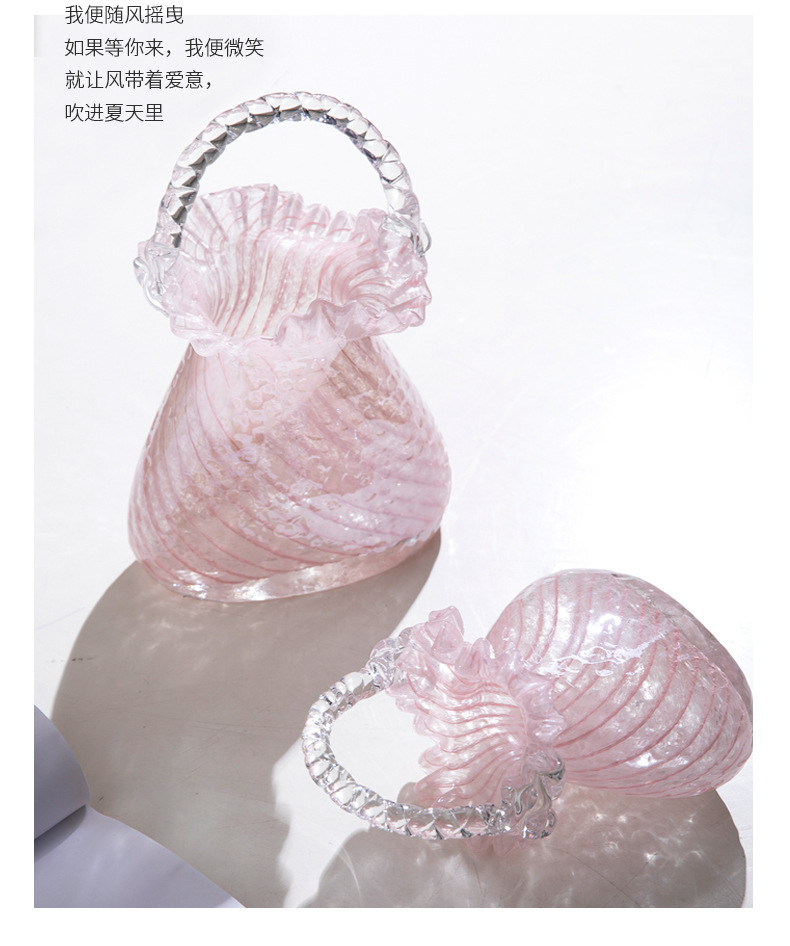 High-end, exquisite and light luxury glass handbags, vases, glass flower baskets, living room home soft decoration, flower arrangement ornaments pic 10