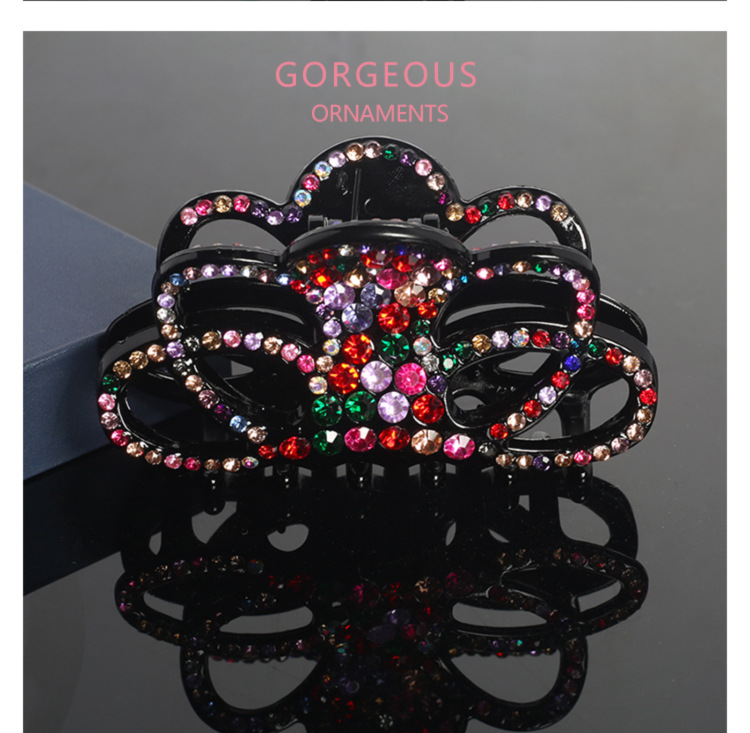 Korean version wholesale hair clips for women, large back of the head, water diamond hair bun, headwear, hair accessories, hair clips, hair bun, large volume device pic 7