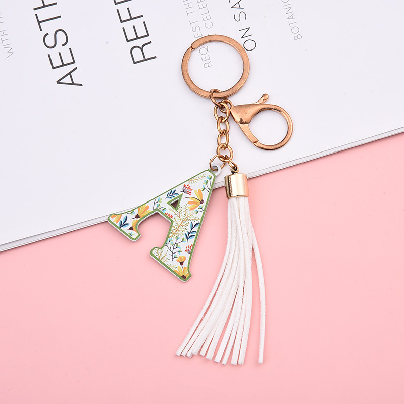 原创新款字母彩色流苏钥匙扣跨境专供配饰挂件流行包包挂件批发详情13