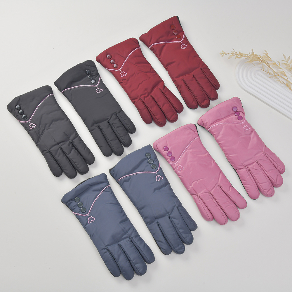 手套女冬季加厚款防滑不倒绒双色保暖骑行手套滑雪防寒成人手套详情1