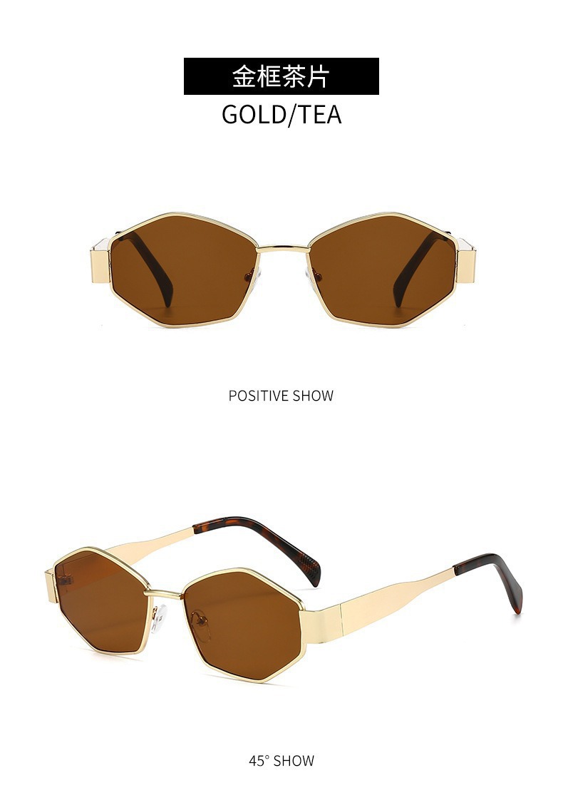 现货时尚潮流网红墨镜金属多边形眼镜女高级显脸小防紫外线太阳镜详情13